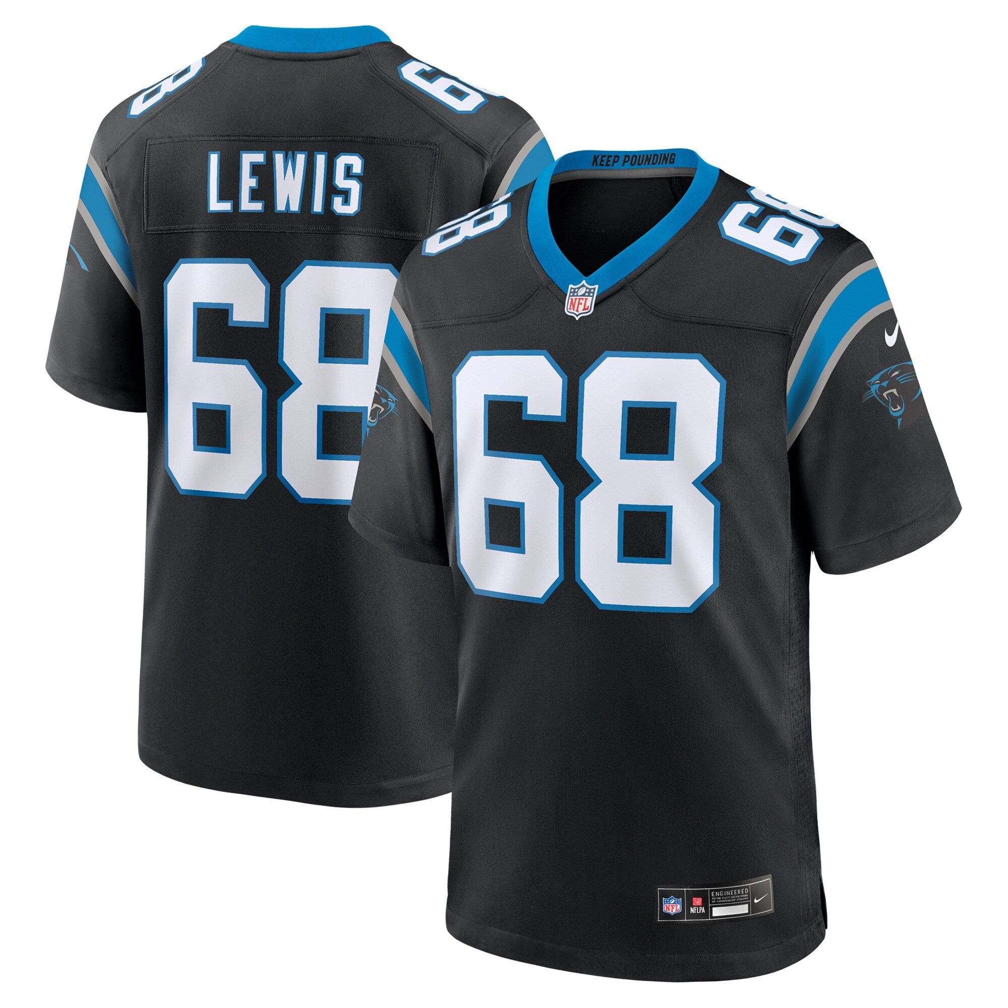 Carolina Panthers Damien Lewis Black Game Jersey