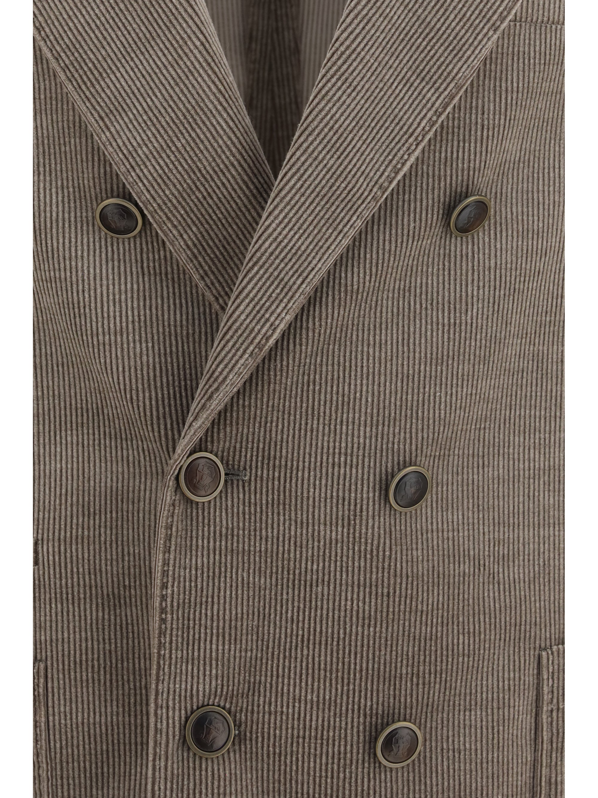 Brunello Cucinelli Men Double-Breasted Corduroy Jacket