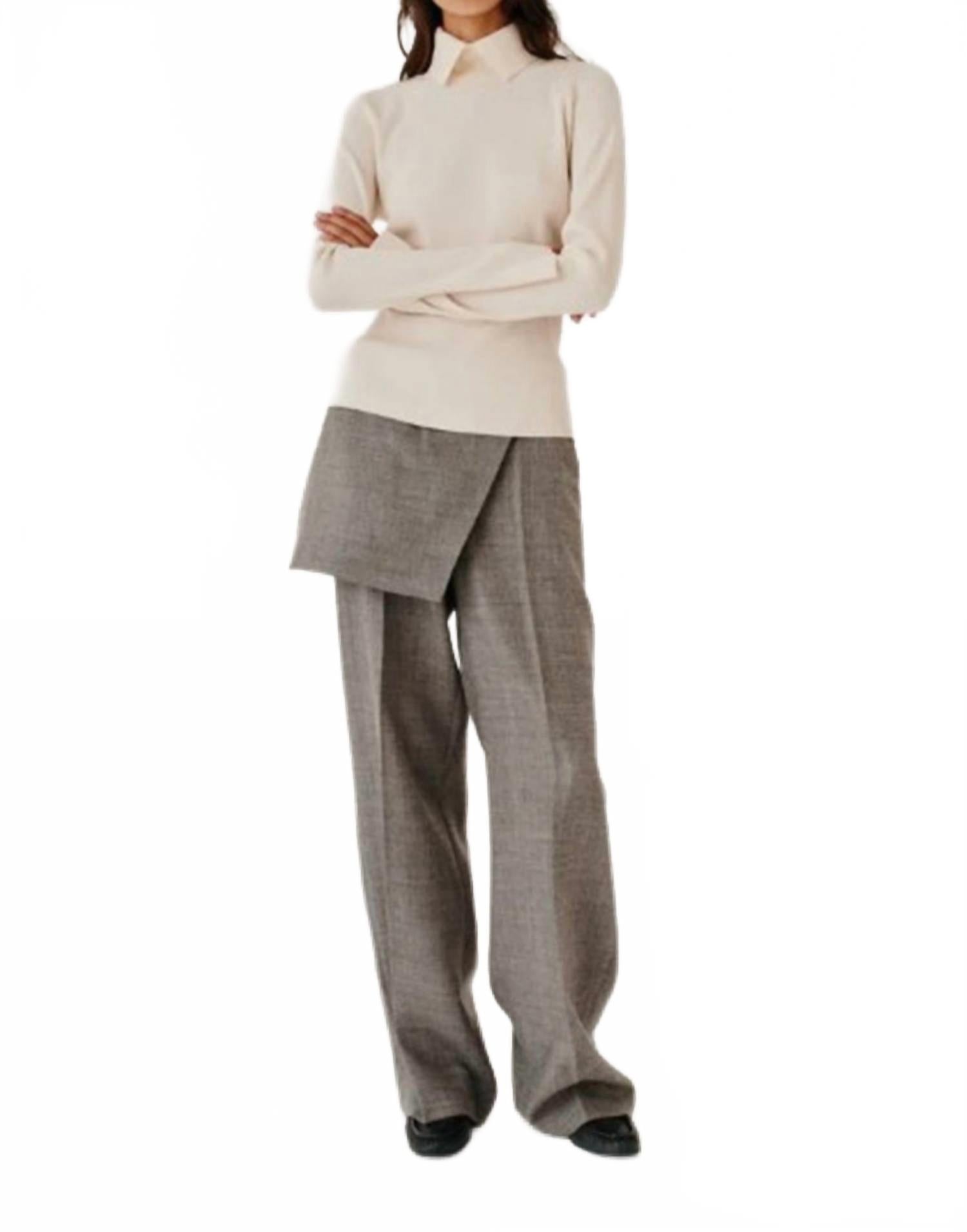 Pine Straight Leg Skirt Pants In Grey Melange