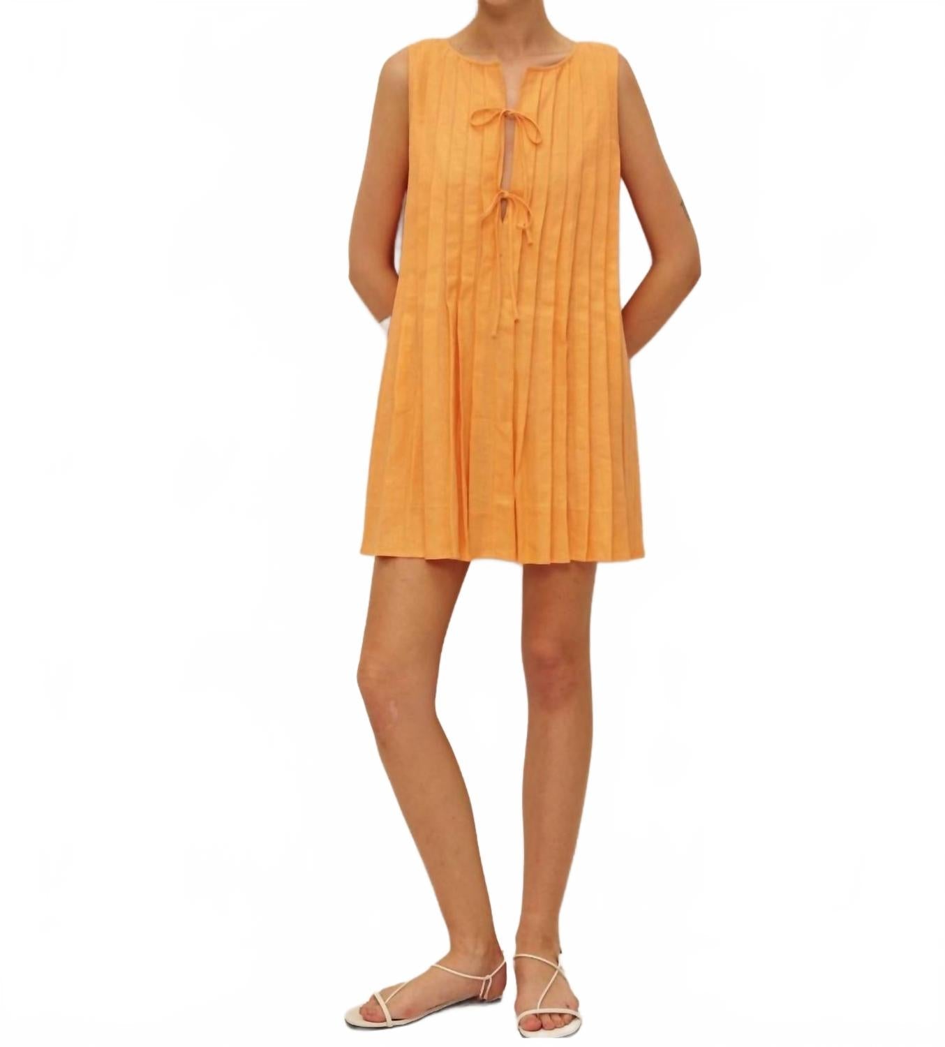 Rune Linen Dress In Orange
