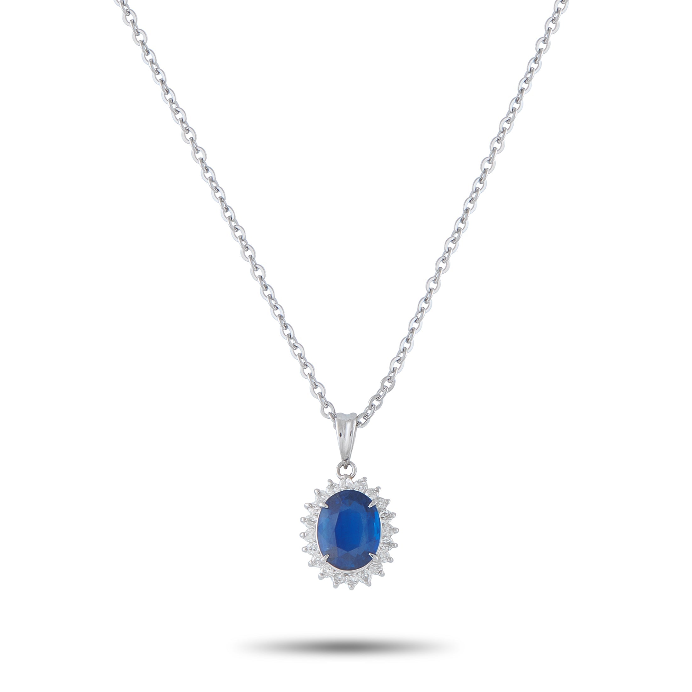 LB Exclusive Platinum 0.25ct Diamond and Sapphire Pendant Necklace MF19-041326