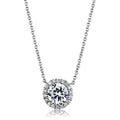 Rhodium Brass Chain Pendant with AAA Grade CZ in Clear