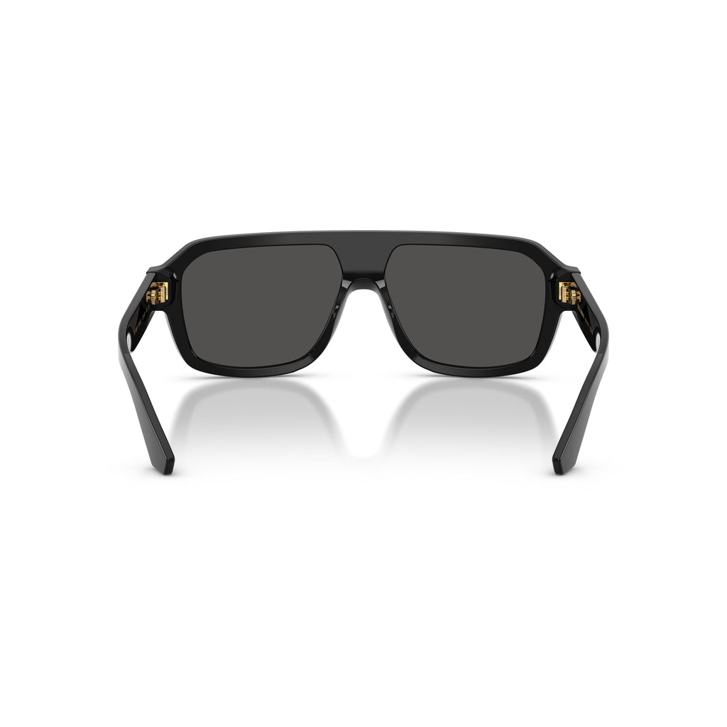 0Dg4507 Rectangular Black Acetate Sunglasses with Gold Accents