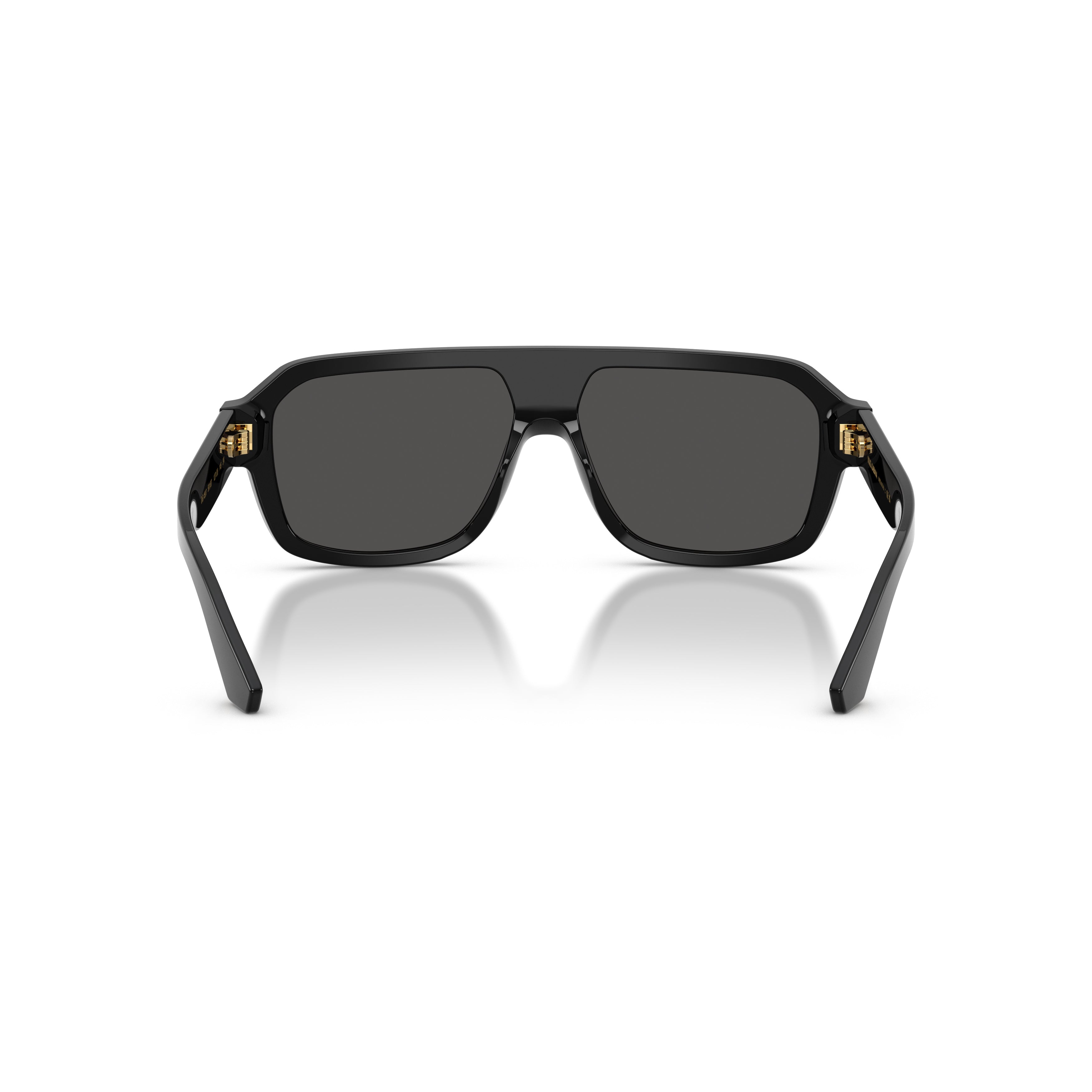 0Dg4507 Rectangular Black Acetate Sunglasses with Gold Accents