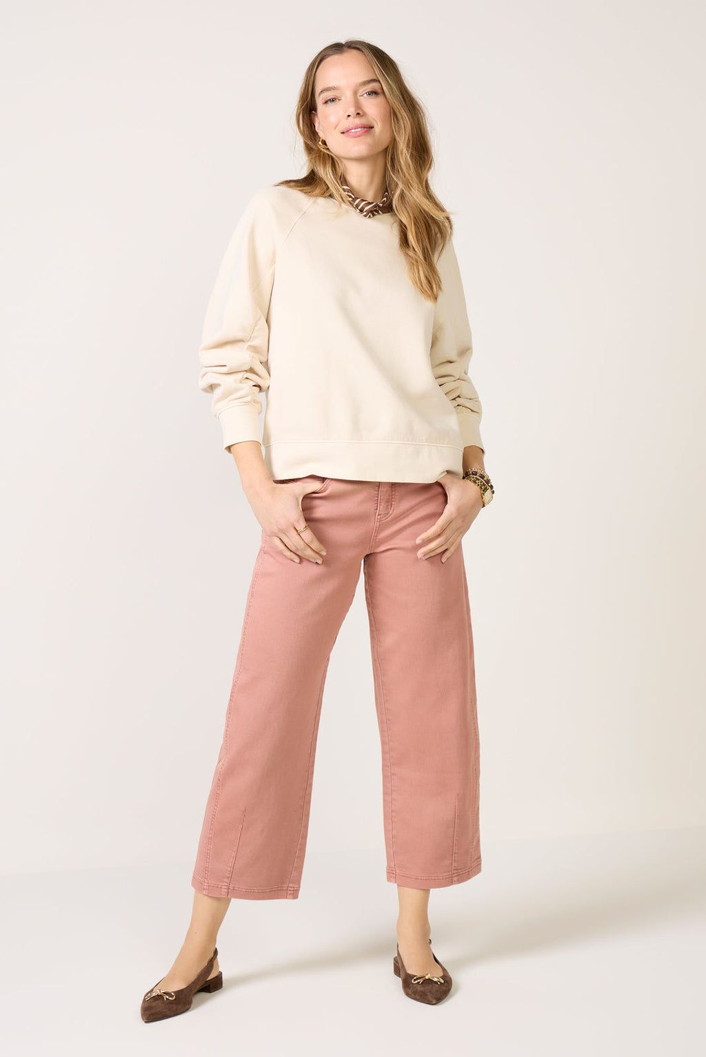 Women's Shirred Sleeve Sweatshirt