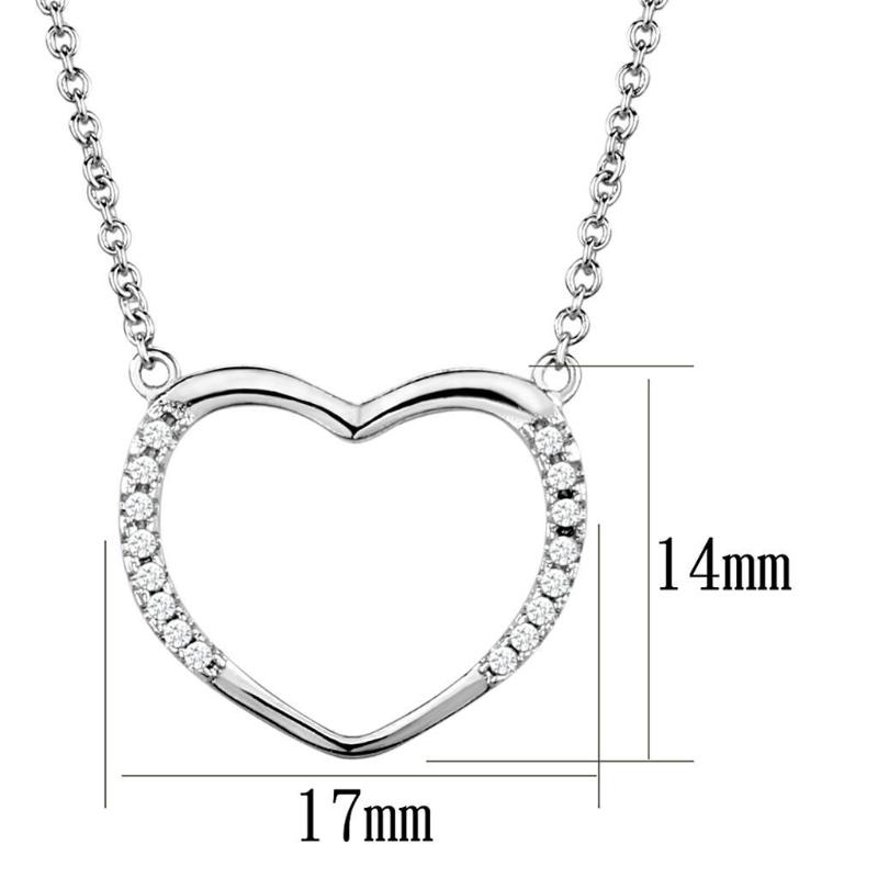Rhodium Brass Chain Pendant with AAA Grade CZ in Clear