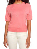 Floral Soutache Cotton Knit Top In Sorbet