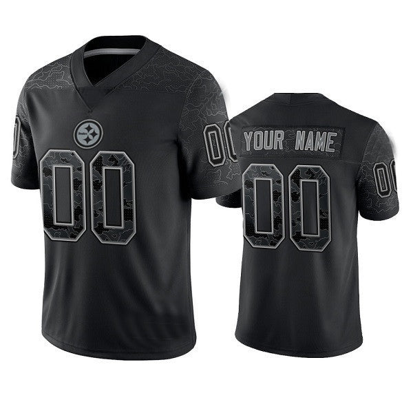 Custom1 Pittsburgh Steelers Active Player  Reflective Limited Stitched Jersey1 Black Football Jerseys