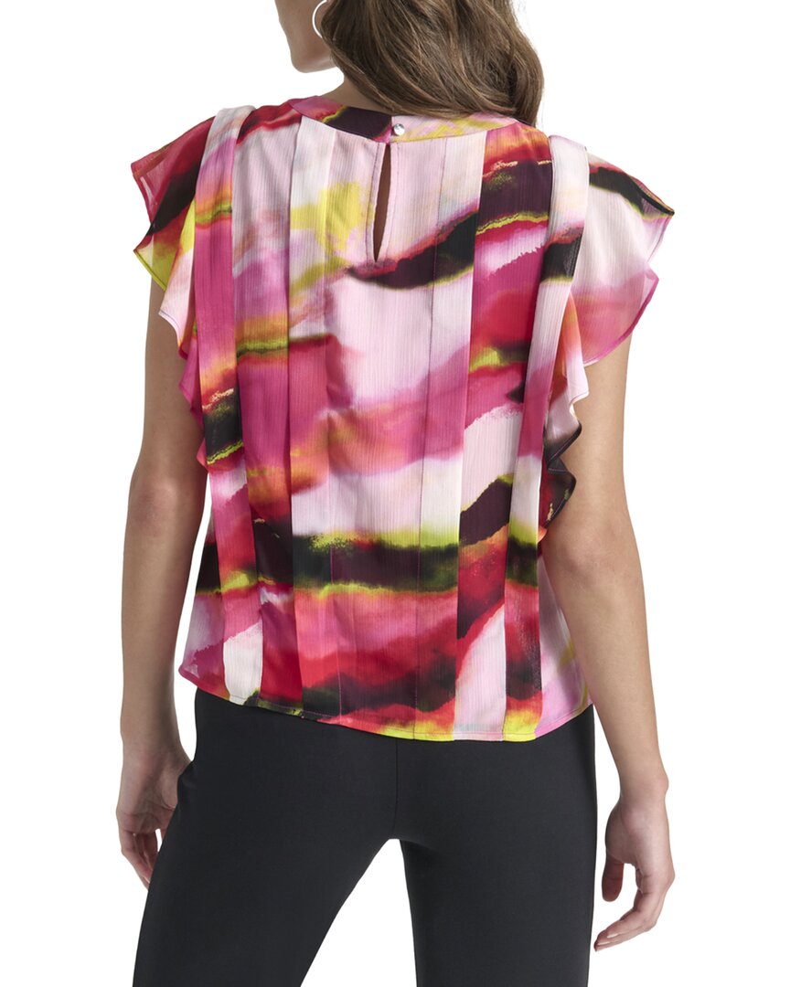 DKNY Paneled Printed Chiffon Top