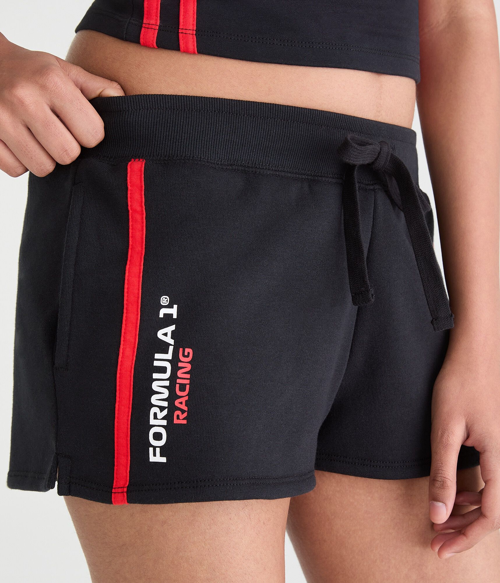 Aeropostale Formula 1 Racing Low-Rise Fleece Shorts