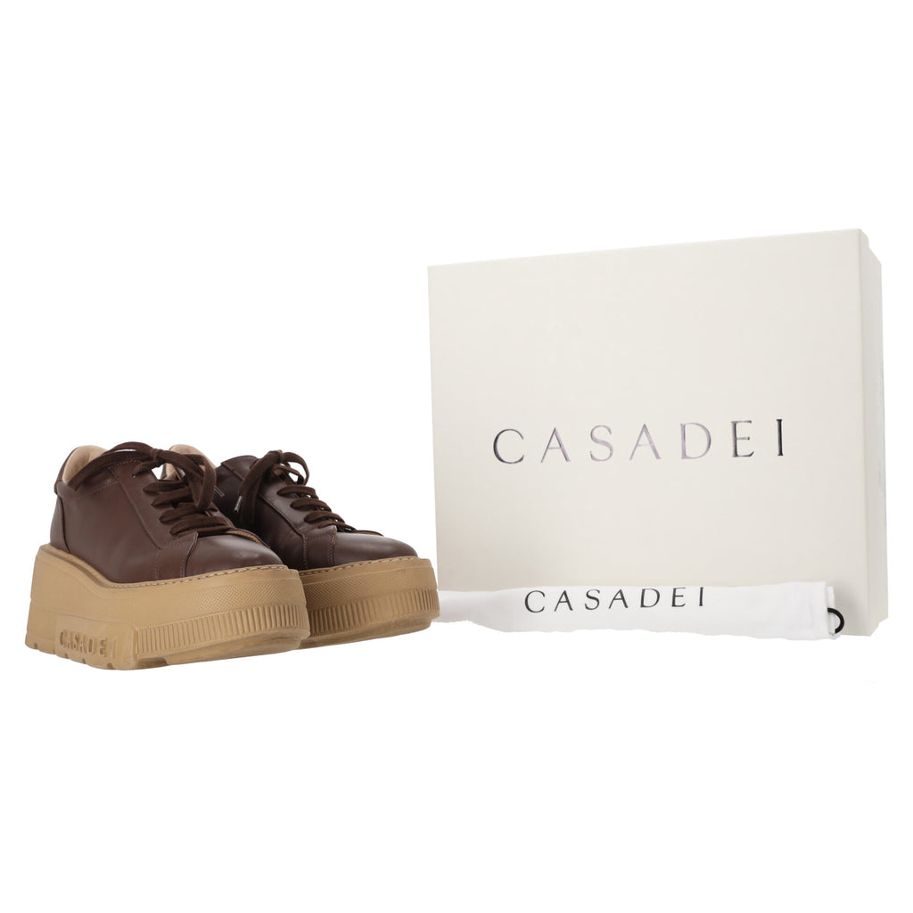 Casadei Nexus platform sneakers in brown leather