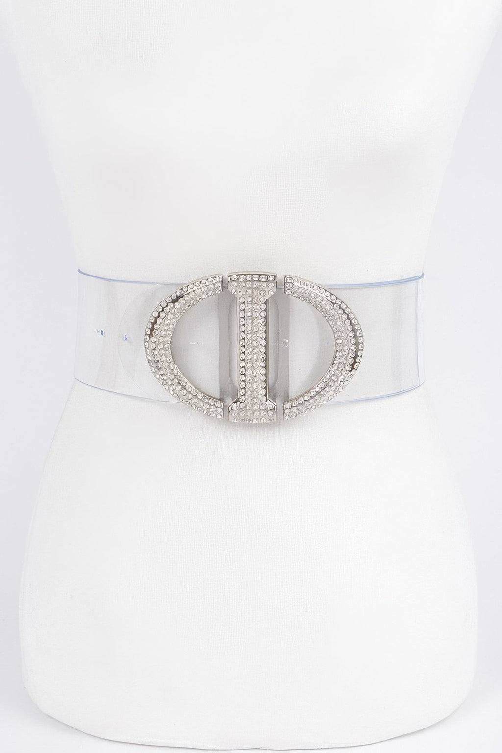 Rhinestone Metal Buckle Plus Size Transparent Belt