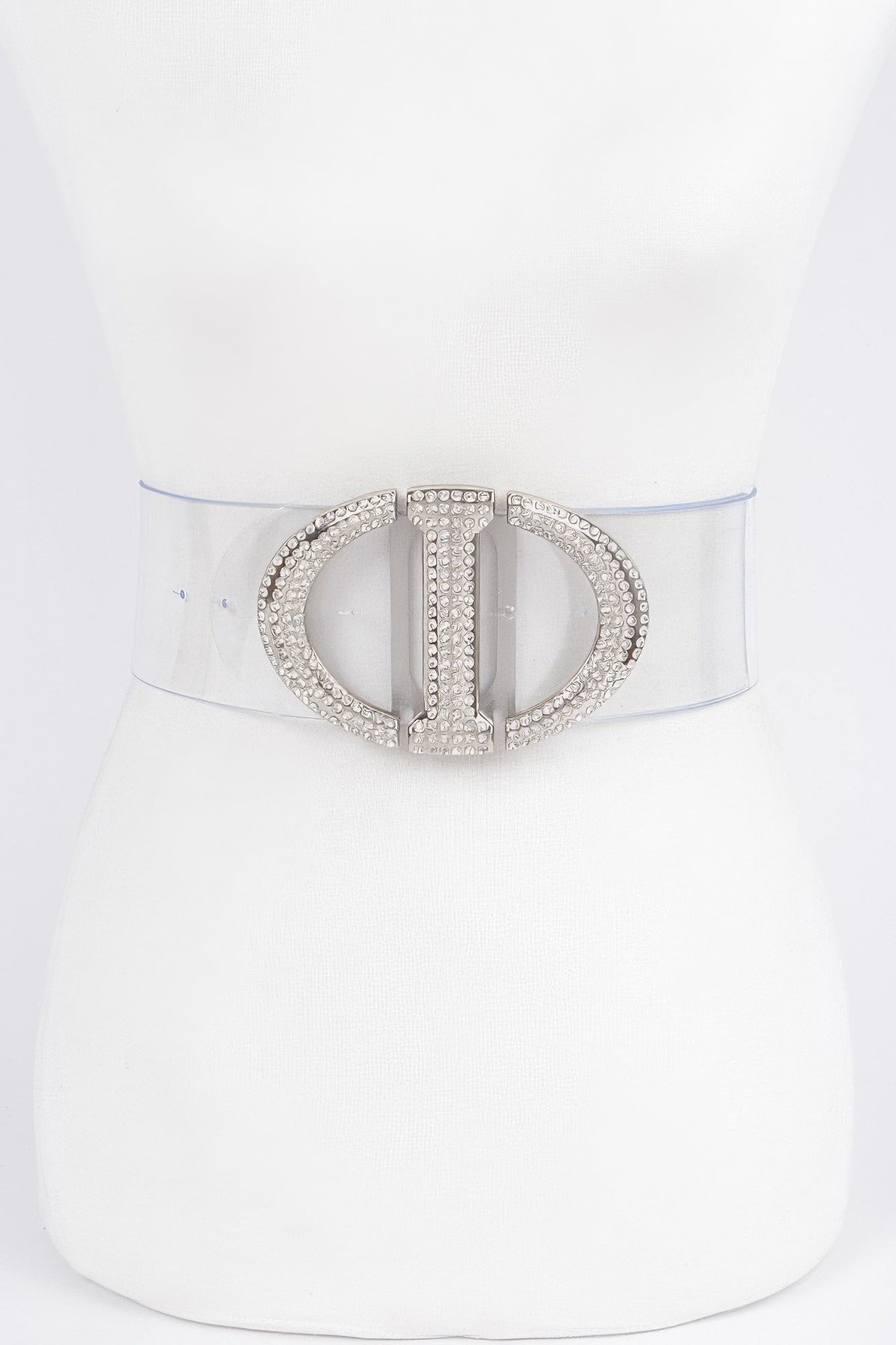 Rhinestone Metal Buckle Plus Size Transparent Belt