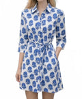 Floral Shirt Dress In Blue