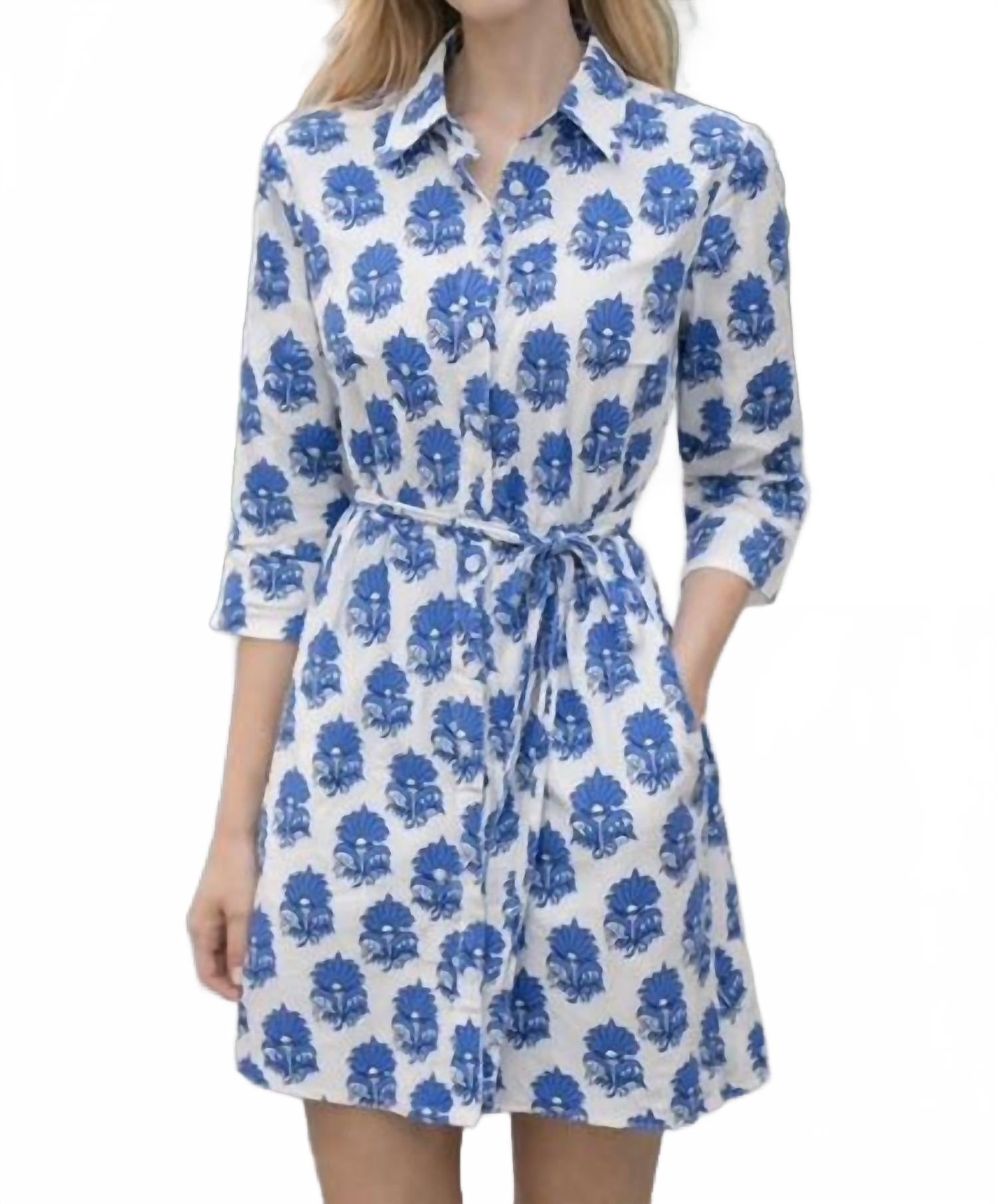 Floral Shirt Dress In Blue