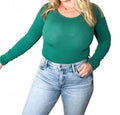 Tidal Ribbed Long Sleeve Bodysuit In Green
