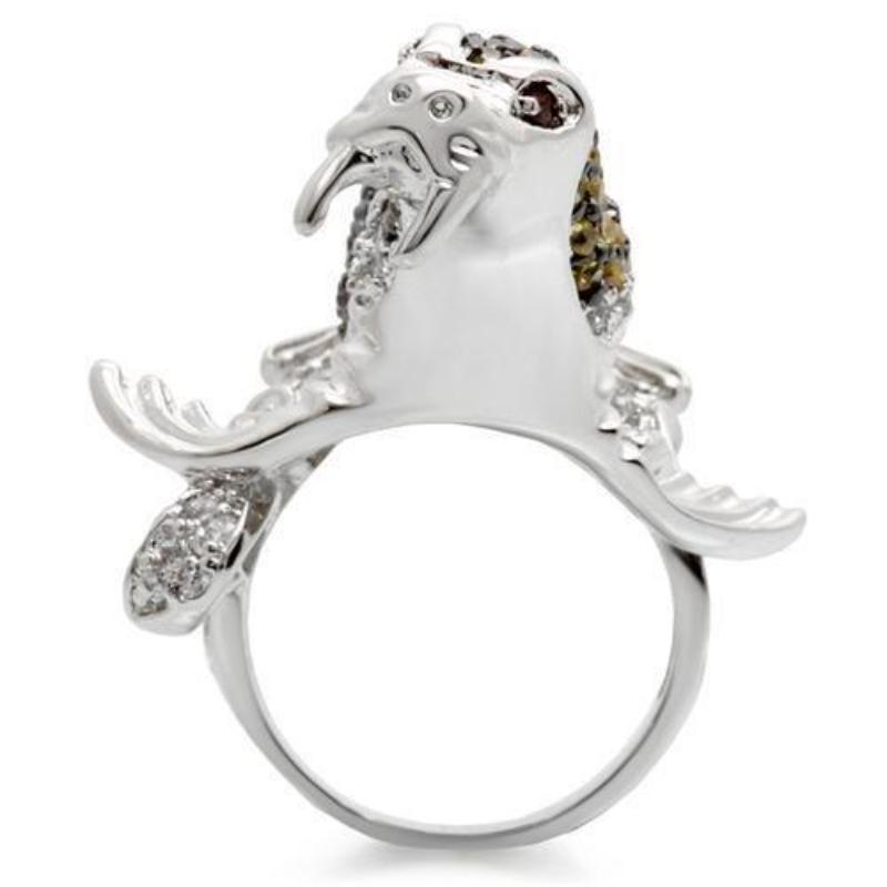 Rhodium + Ruthenium Brass Ring with AAA Grade CZ in Multi Color