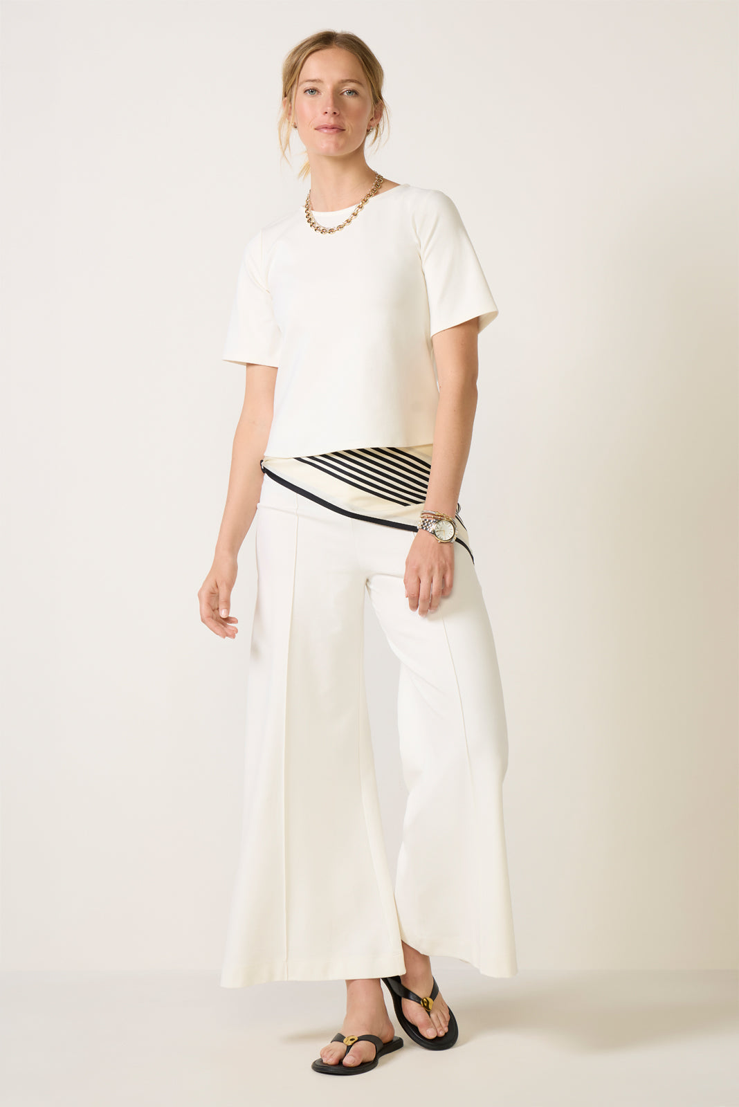 Women's Ponte Knit Short Sleeve Extended Top