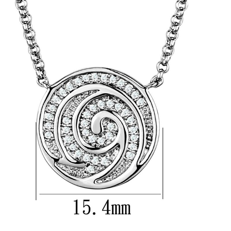 Rhodium Brass Chain Pendant with AAA Grade CZ in Clear