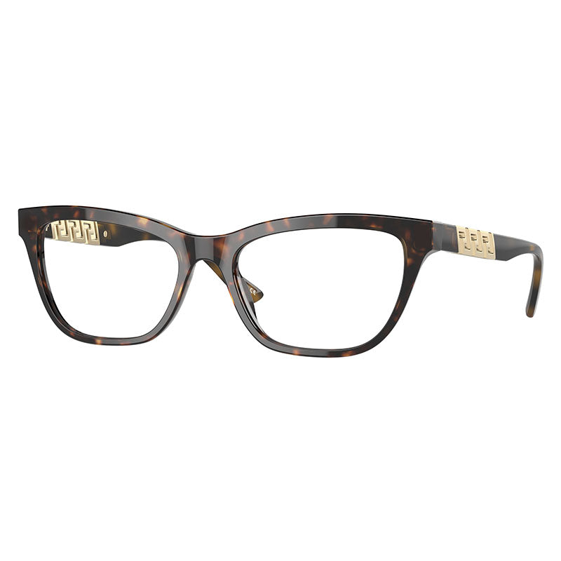 Versace Eyeglasses Rectangle Full Rim, Havana Frame And Clear Demo Lenses Lens Ve3318108