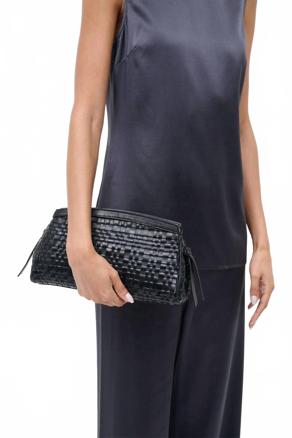Women's Maude Convertible Clutch In Black Woven Leather