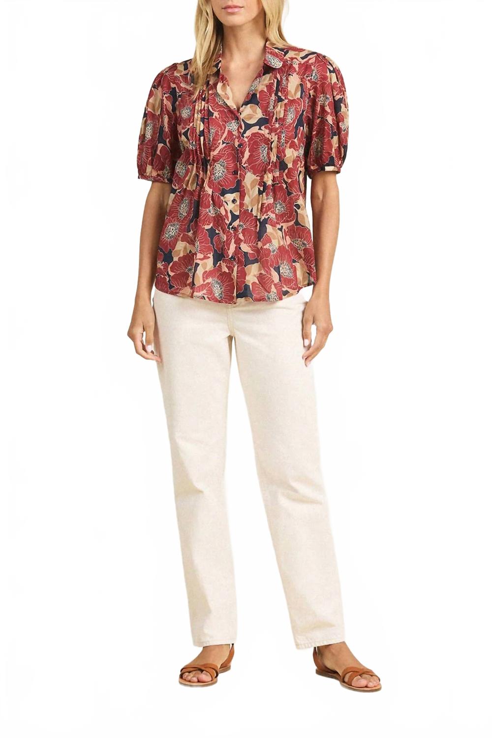 Nadine Blouse In Oleander Rouge