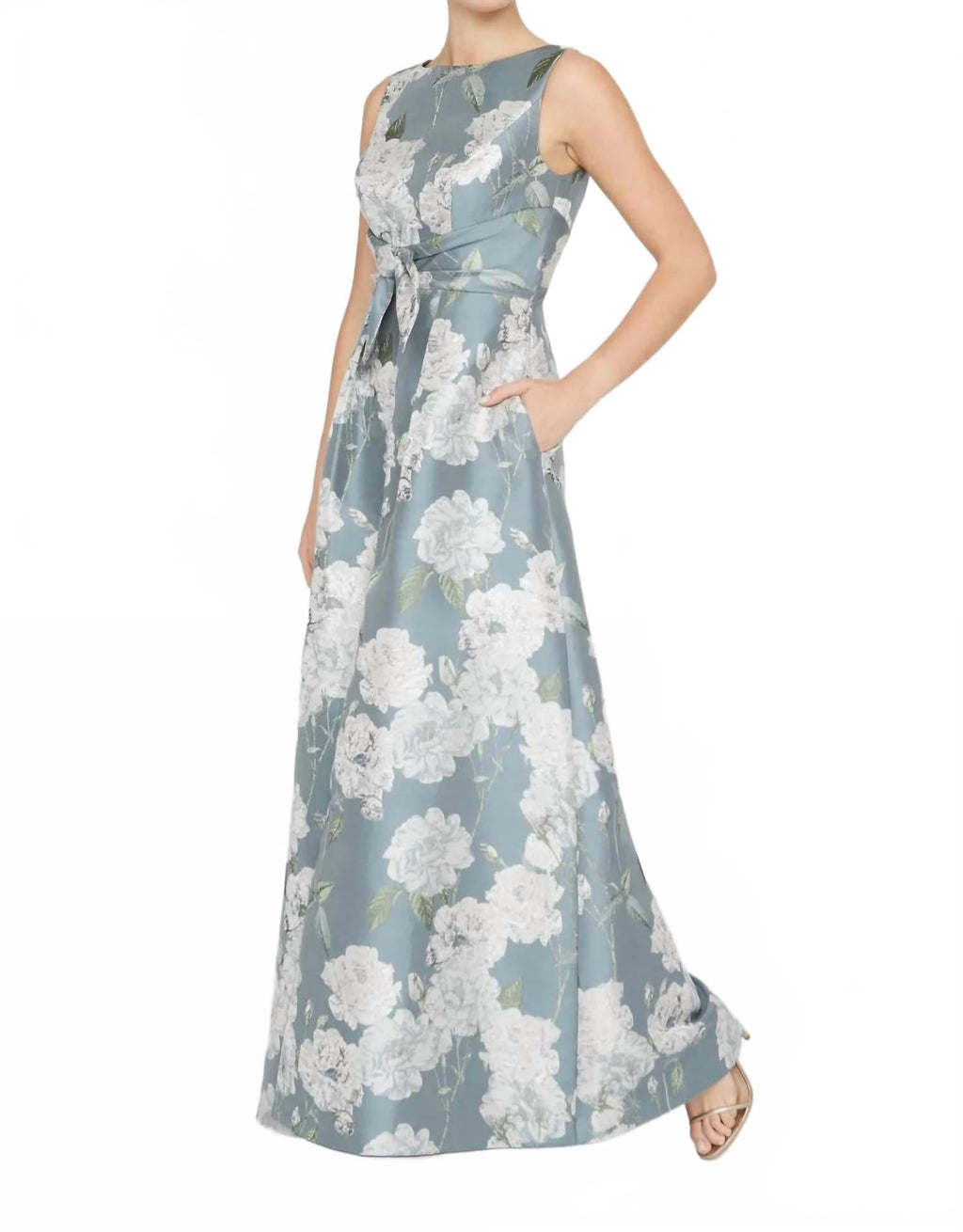 Lilianna Floral Gown In Slate