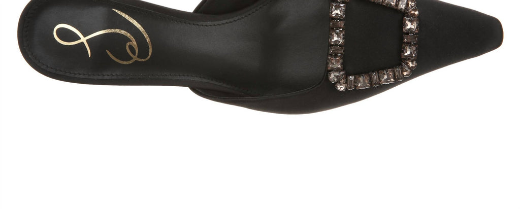Women's Britt Jewel Mules In Black Satin