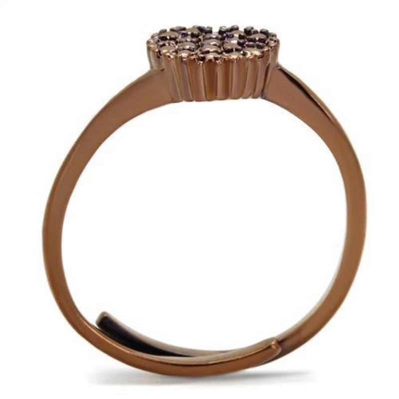IP Coffee light Brass Ring with AAA Grade CZ in Light Coffee