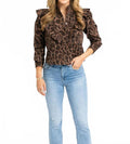 Langley Leopard Print Blouse In Brown Multi
