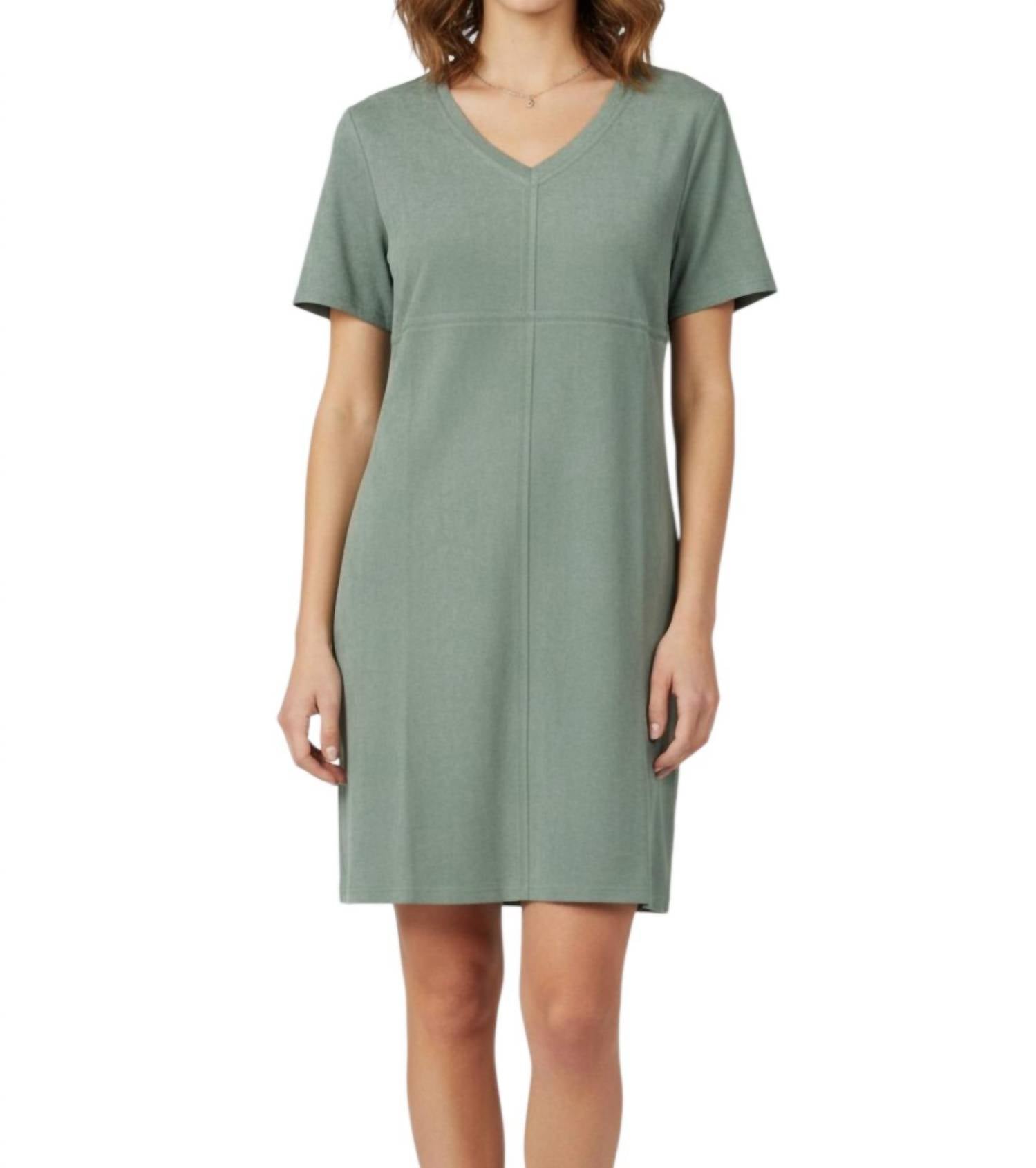 Audrey V-Neck Dress With Pockets In Sage