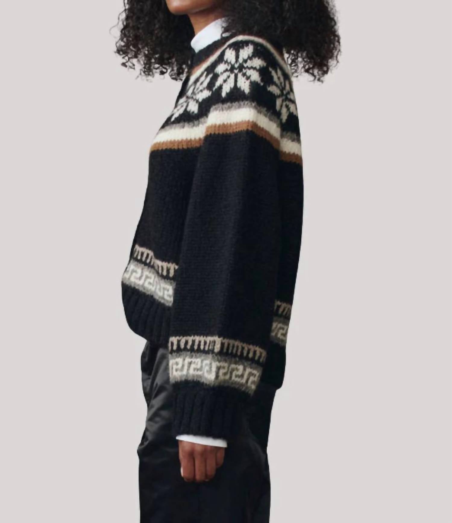 The Snowflake Ice Rink Cardigan In Black