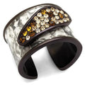 IP Dark Brown (IP coffee) Stainless Steel Ring with Top Grade Crystal in Multi Color