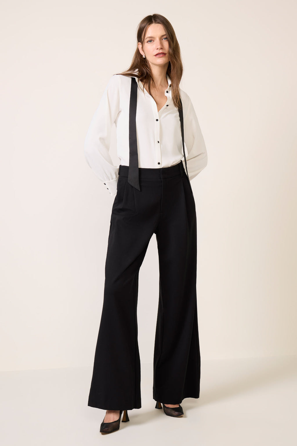 Women's Quinn Crepe Satin Bow Shirt