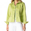 Stretch Denim Peplum Jacket In Leaf