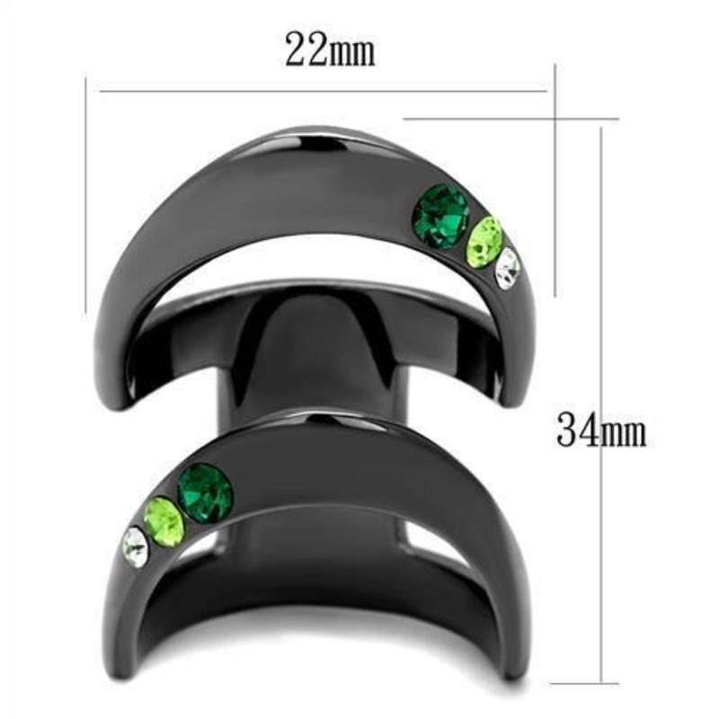 IP Light Black Stainless Steel Ring with Top Grade Crystal in Multi Color