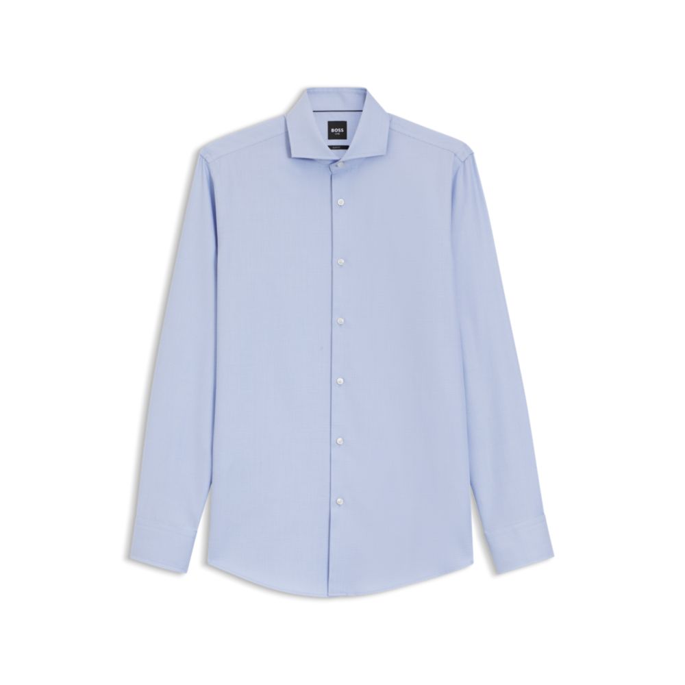 Slim-fit shirt in structured wrinkle-free cotton