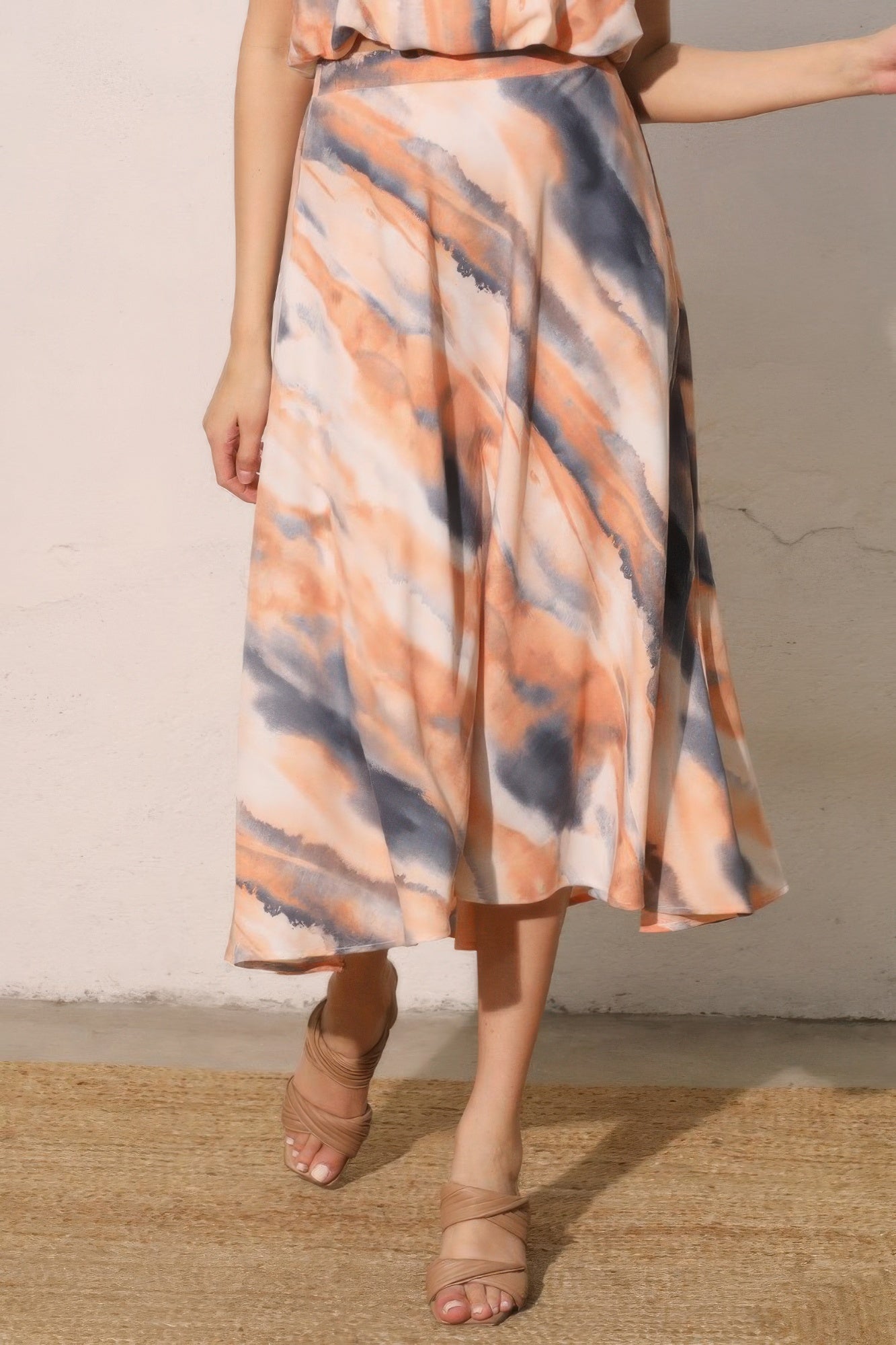 Cloud Tie Dye Midi Swing Skirt