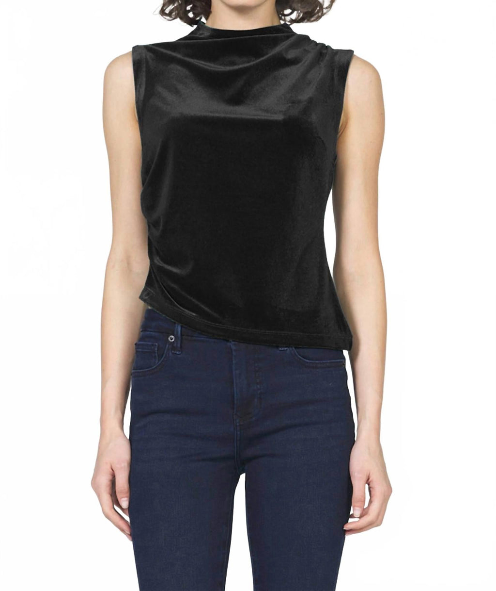 Shaunee Ruched Velvet Tank Top In Black