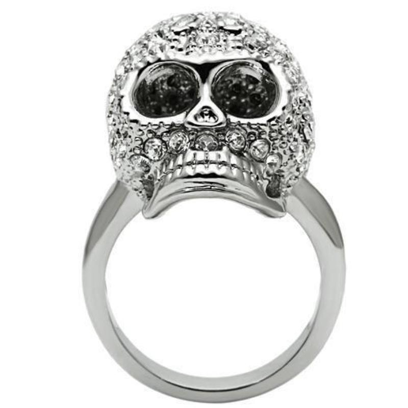 Rhodium White Metal Ring with Top Grade Crystal in Clear