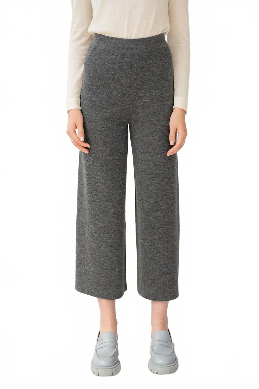 Wide Leg Trousers In Shadow Grey Heather