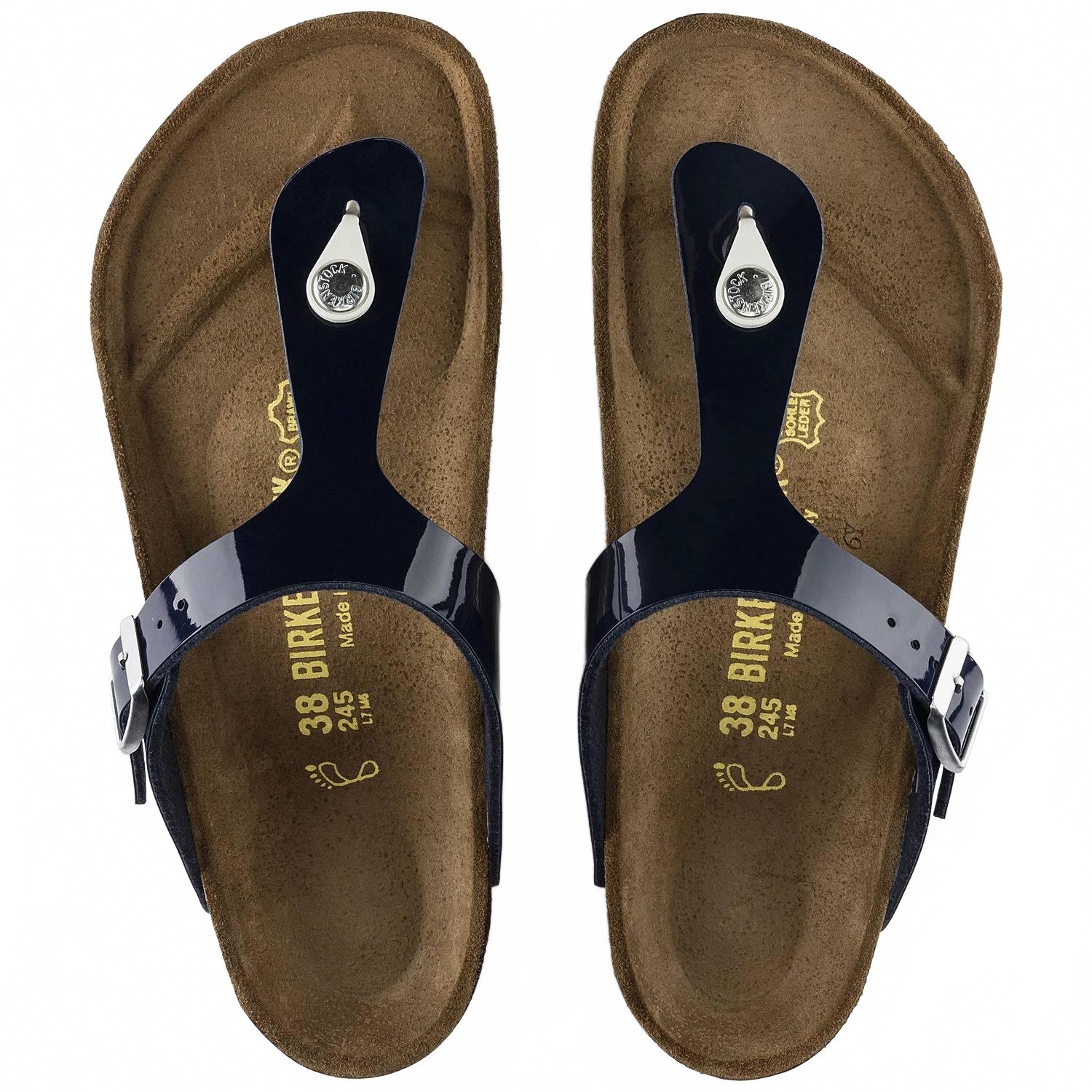 Women's Gizeh Birko Flor Sandal In Dress Blues Patent Navy