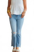 Cropped Frayed Flare Jean In Light Wash