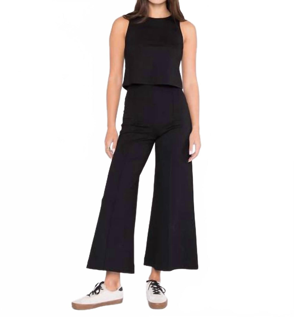 Ponte Knit Wide Leg Pants In Black