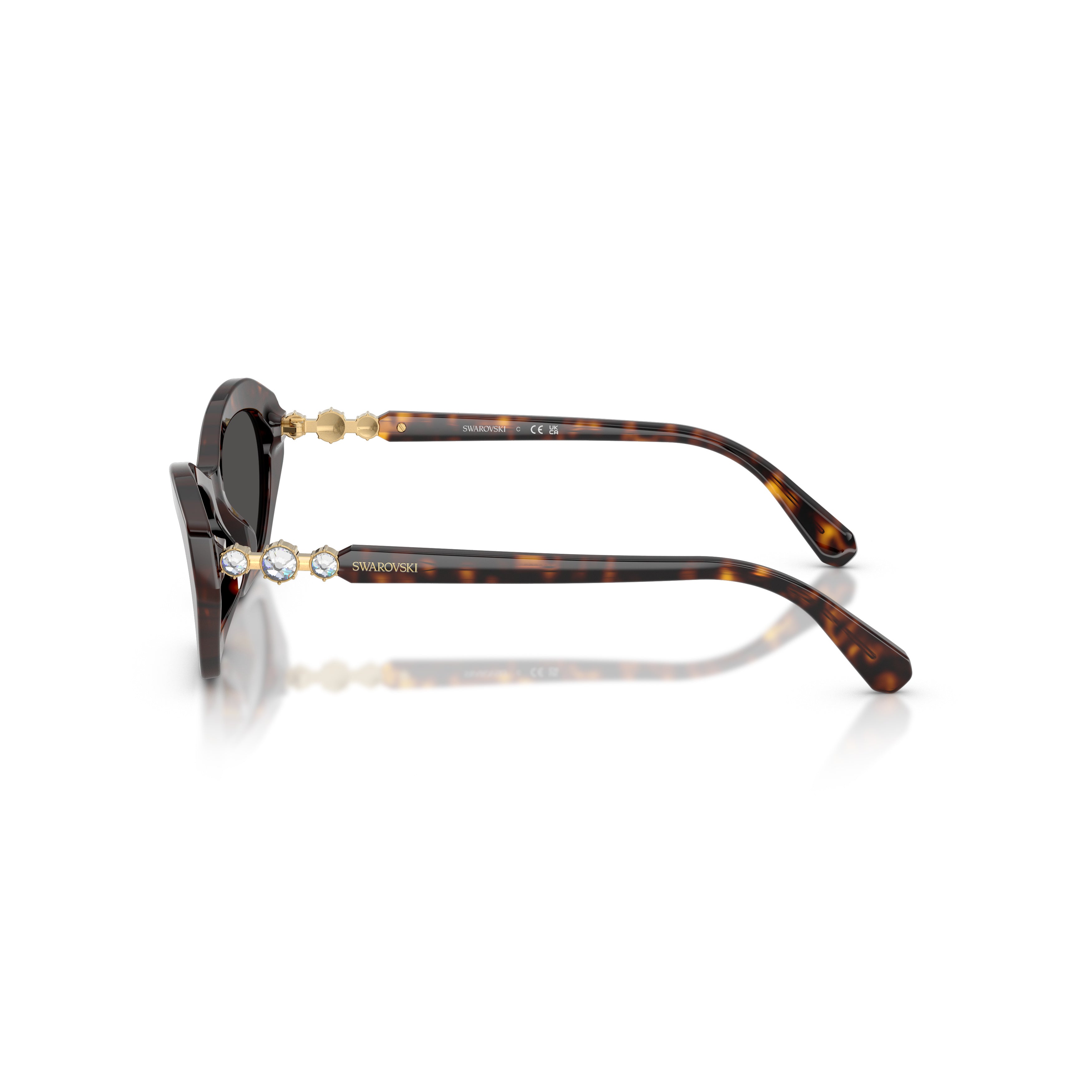 0Sk6048 Angular Tortoiseshell Sunglasses with Crystal Accents