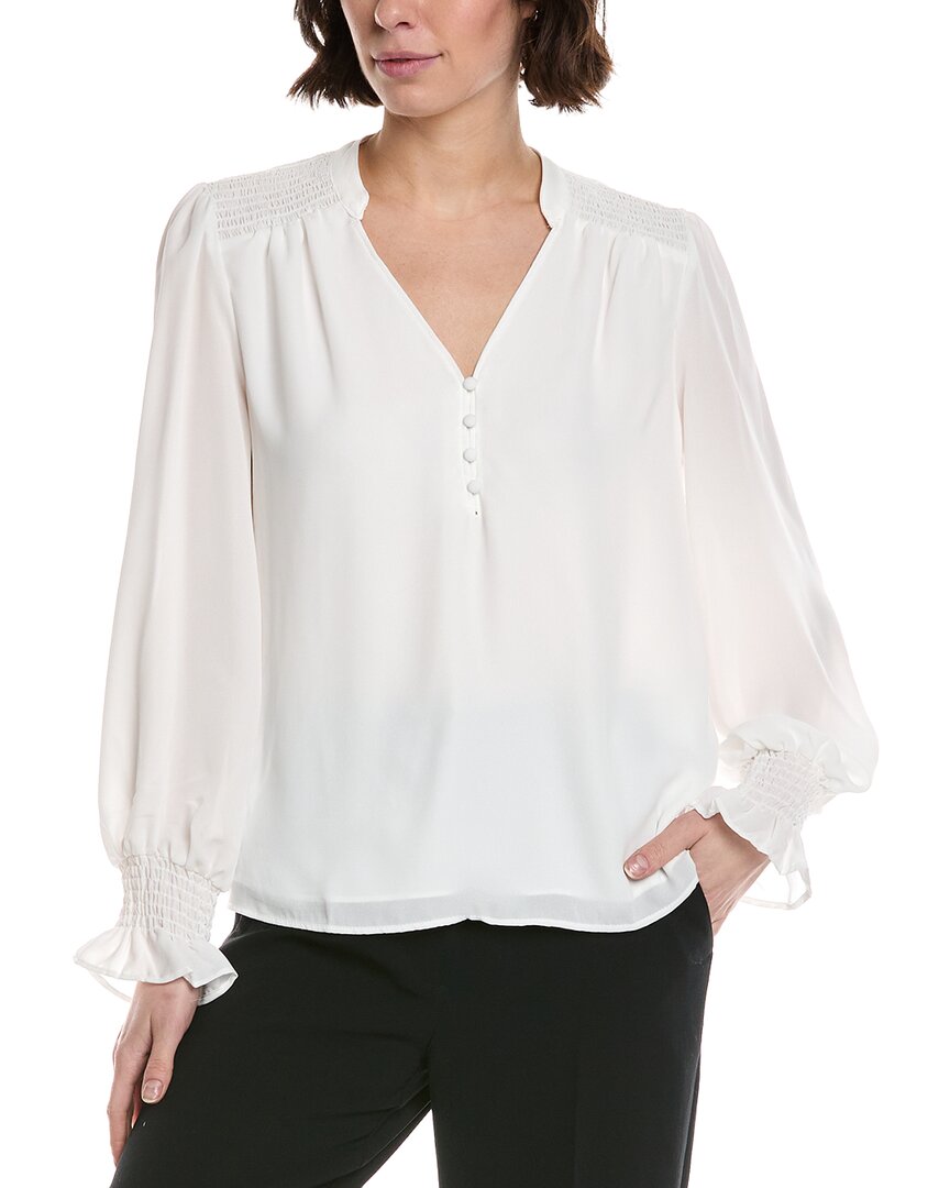 CeCe Half Placket Smocked Top
