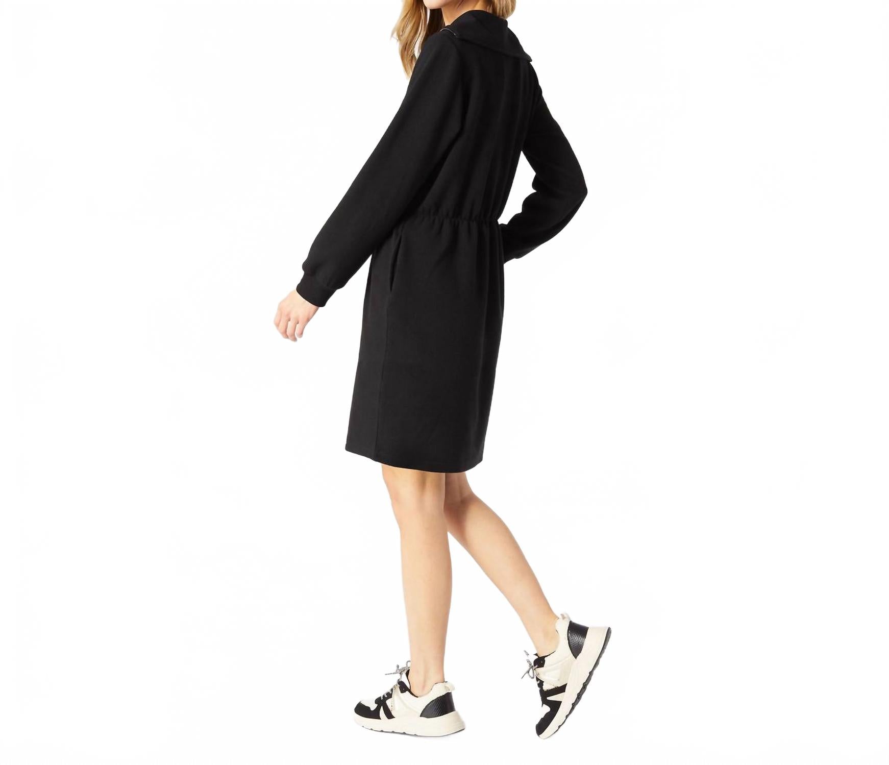 Lyla Long Sleeve Dress With Pockets In Black