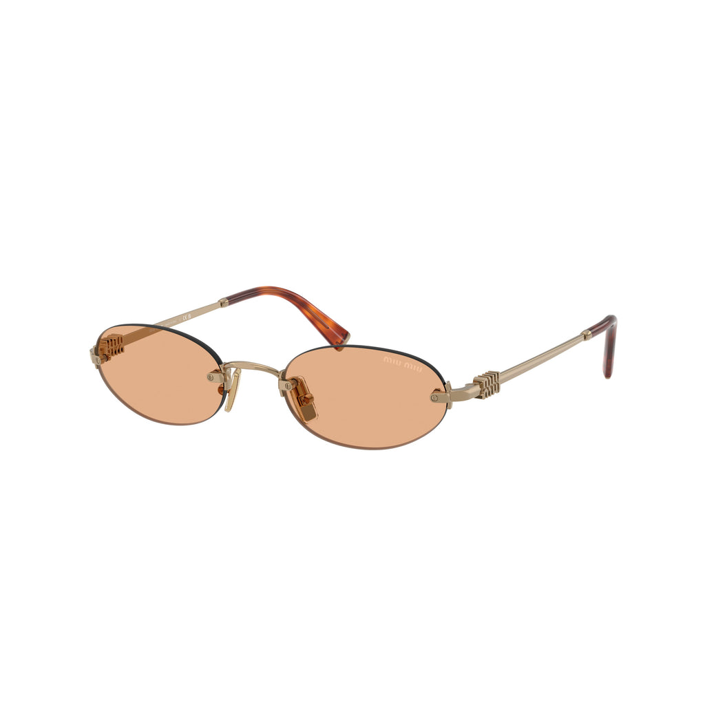 0Mu A54S Oval Sunglasses with Gold Metal Frame