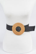Oversize Weaved Bamboo Buckle Elatic Belt