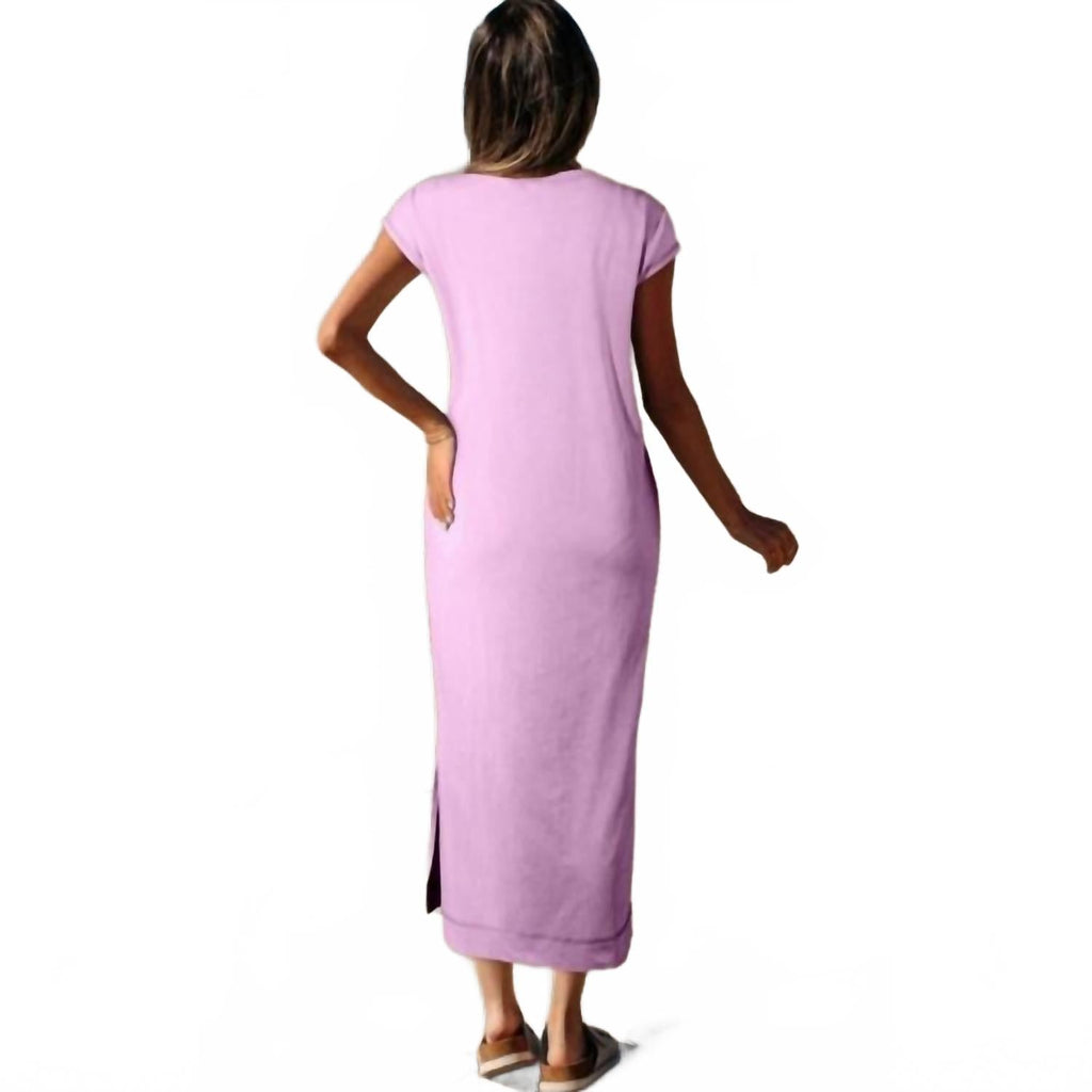 Pocketed T-Shirt Maxi Dress In Wisteria Mineral Wash